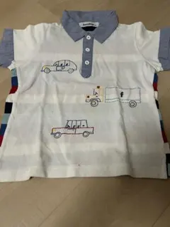 【記名あり】familiar ファミリア 半袖ポロシャツ ホワイト ボーダー　車