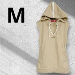 PUMAプーマ ノースリーブ パーカー ベージュ 希少デザイン 8(S〜M相当)