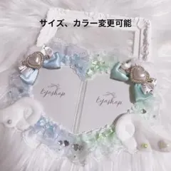 硬貨ケースデコ トレカケースデコ B8 ペアハート レースデコ 水色 ミント