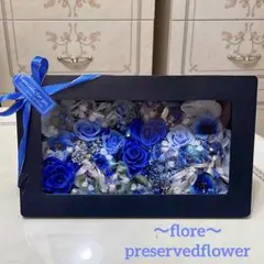 オルゴール プリザーブドフラワー青いバラブルーローズGReeeeN愛唄