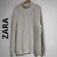 ザラ ZARA タートルネックニット XL オフホワイト メンズ ゆったり