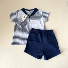 新品未使用タグ付きPETIT BATEAU セーラーカラー ボーダーセットアップのサムネイル