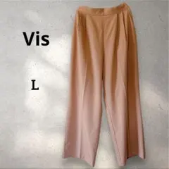 【Vis】 ビス　ワイドパンツ　タックパンツ　L ピンク　ゆったり