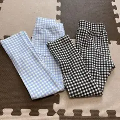 【ほぼ未使用】長ズボン2点セット110cm チェック　黒　水色