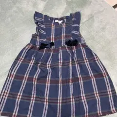 110cmネイビー チェック柄 ジャンバースカート