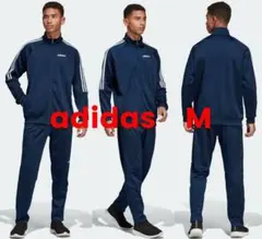 最後 M adidas 定番 ウォームアップ ジャージ 上下セットトラック 紺