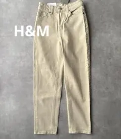 タグ付き未使用H&M マムスリムハイウエストアンクルデニム ベージュ　34