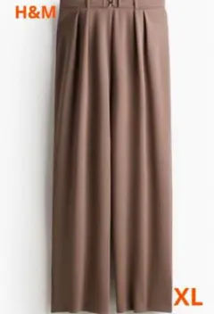 【新品】H&M バックルディテール テーラードパンツ ダークベージュ　XL