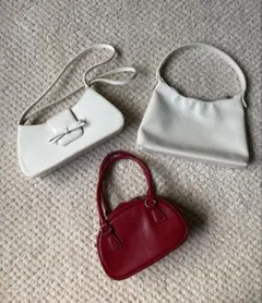 ショルダーバッグ　バッグ　リボン付き　ホワイト　レッド　まとめ売り