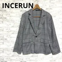 [INCERUN] S メンズ 白黒グレーチェック テラードジャケット