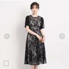 SunaUna　フラワープリント パーティードレス ブラック