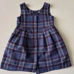 BeBe ネイビー チェック柄 ノースリーブワンピース