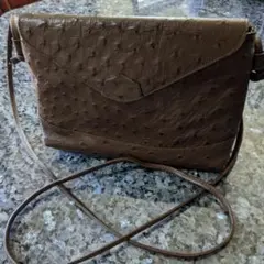 オーストリッチ、ブラウウン斜め掛けーバッグ