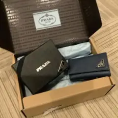 PRADA ネイビー サフィアーノレザーキーケース