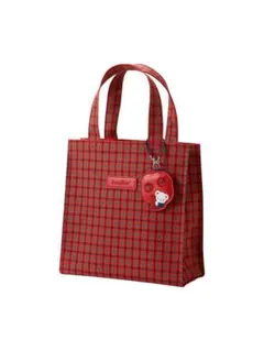 新品 ファミリア familiar チェック トートバッグ 小 赤