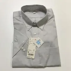 【新品】UNIQLO ドライイージーケア半袖オックスフォードシャツグレー M