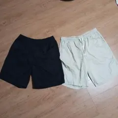 メンズ ショートパンツ 2枚セット ブラック ベージュ　GU　Lサイズ