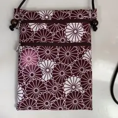 ハンドメイド　すかや　伊勢型木綿　紫系　2ファスナーポシェット＊お祭りバッグ