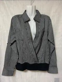 [新品]ハウンドトゥースパターン長袖シャツ