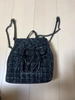 ZARA ブラック ツイード調 チェーン リュック　おまけシューズ付きのサムネイル