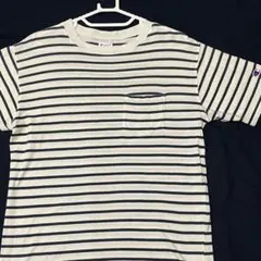 Champion ボーダー ポケット Tシャツ 袖 目付き Cマーク ワッペンのサムネイル