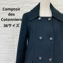 コントワーデコトニエ ウール混 コート 黒 36 S〜M 綺麗め フランスのサムネイル