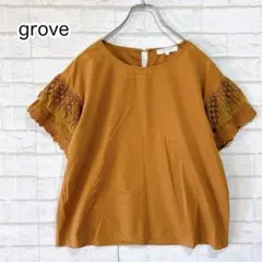 グローブ grove 袖レースブラウス（M）マスタード 半袖 ゆったり 春夏のサムネイル
