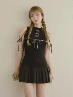 ダーリッチ ドッキングレースアップミニワンピース