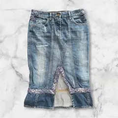 Just Cavalli ダメージデニム タイトスカート ひざ丈のサムネイル