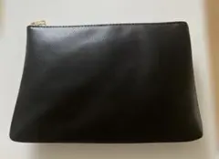 黒 合成皮革 ポーチ ゴールドファスナー