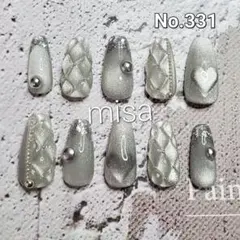 オーダー　マグネットネイル　キルティング　フレンチ　ネイルチップ　カラー変更無料