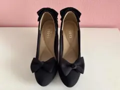 未使用　しまむら　リボン付きブラックハイヒール