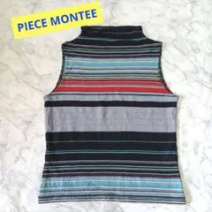 PIECE MONTEE ピエスモンテ ストライプノースリーブハイネックトップス