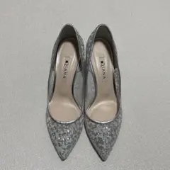 【DIANA】 シルバー グリッターパンプス