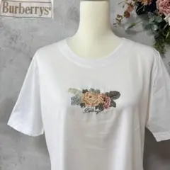 Burberrys バーバリーズ　半袖シャツ　カットソー　花柄刺繍　ホワイト