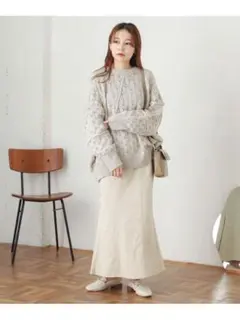 【SENSE OF PLACE】美品　デニムマーメイドスカート　オフホワイト　Mのサムネイル
