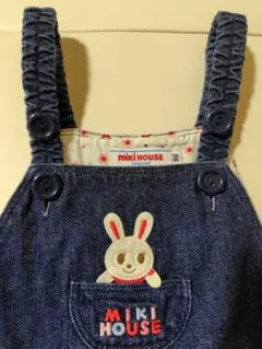 MIKI HOUSE デニムオーバーオール うさぎ刺繍