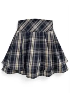 インパン裏地付ティアードチェックミニスカート[dk1290]