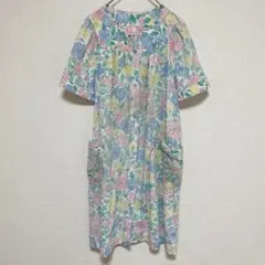 ワンピース 花柄 フラワー 半袖 カットソー レトロ ヴィンテージ パステル