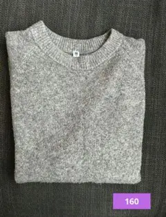 ☆【UNIQLO】スフレヤーン キッズニット グレー160☆