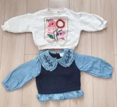 ZARA 花柄トレーナーとデニムセーターセット 86cm