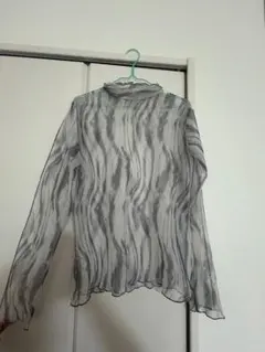 レトロガール　シアーハイネック長袖カットソー グレー系
