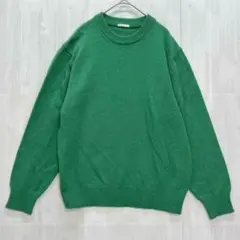 GU ジーユー　ラムブレンドクルーネックセーター　緑　M