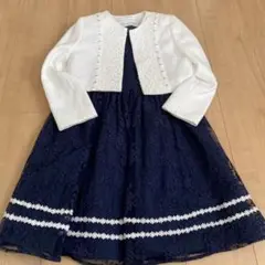 ネイビー レースドレス ホワイトジャケット セット130cm