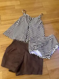 BREEZE キッズ水着セット 白黒ストライプ