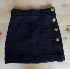 ZARA ザラ 黒 ブラック ボタン付きタイトスカート XS ツイード
