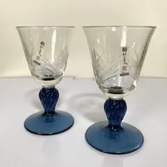 昭和レトロ　和風デザイン 切子ガラス　酒器 2個セット　和ガラス「花」　美品