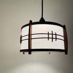 昭和レトロ 中ぶり 乳白ガラス 木枠 天井照明 電傘 電笠 2