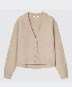 UNIQLO ユニクロ スフレヤーン　Vネック　ショートカーディガン ベージュ