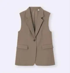 GU テーラードベストZ ジレ　ブラウン　M